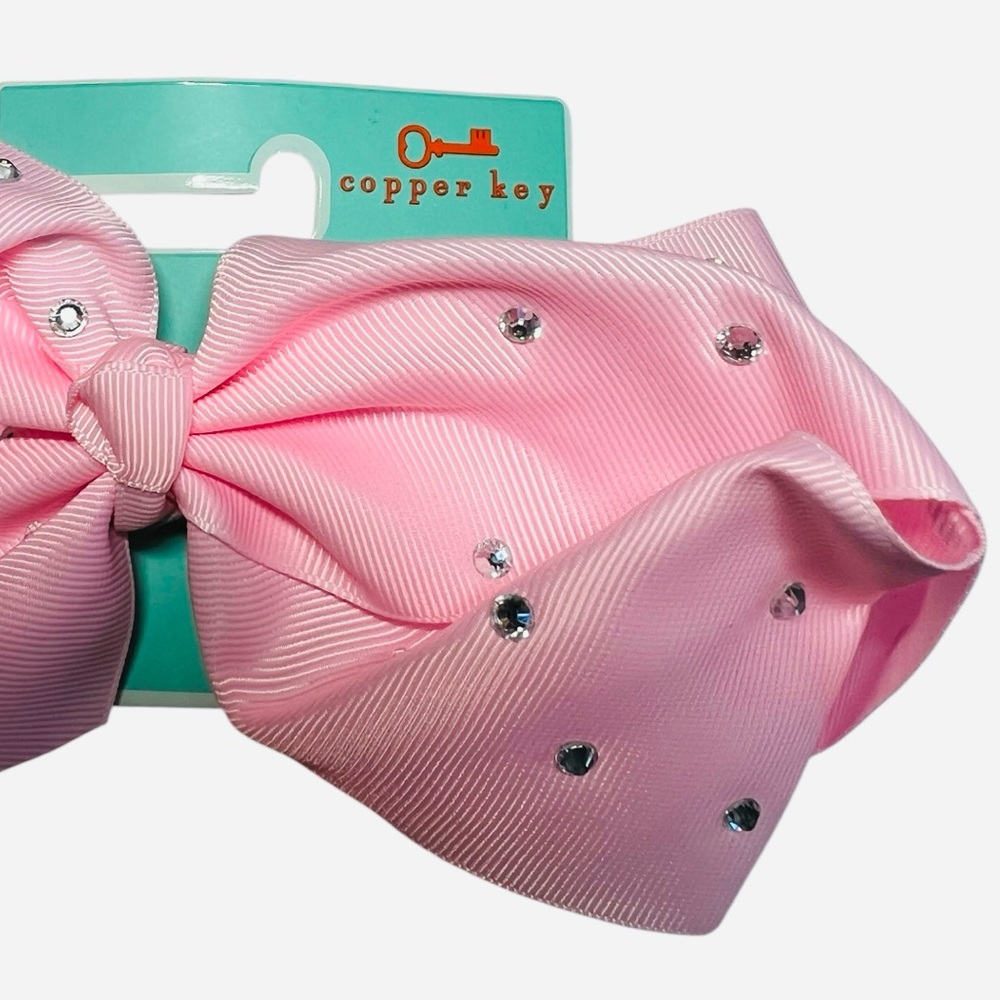 Copper Key Pink Bow with Rhinestones - Picture 2 of 3